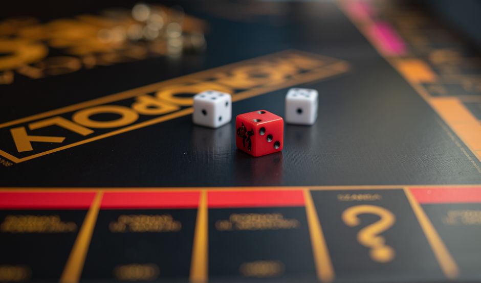 Dados sobre um tabuleiro de jogo clássico